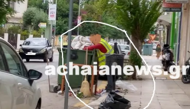 Οδοκαθαριστής του Δήμου Πάτρας ψάχνει…στα σκουπίδια! (ΦΩΤΟ)